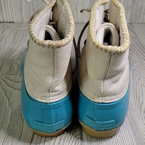 Jack Rogers Chloe Teal and Gold Duck Boots Womens Size 10 - Picture 5 of 12